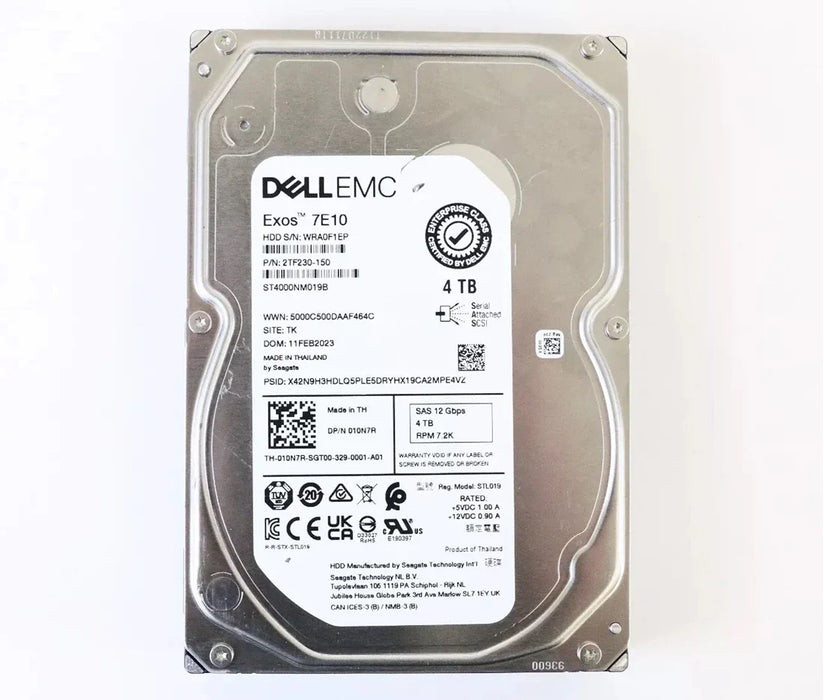Seagate 2TF230-150 Exos 7E10 4TB 7.2K SAS-12Gbps 512n ISE 3.5inch Internal HDD Dell OEM | USED