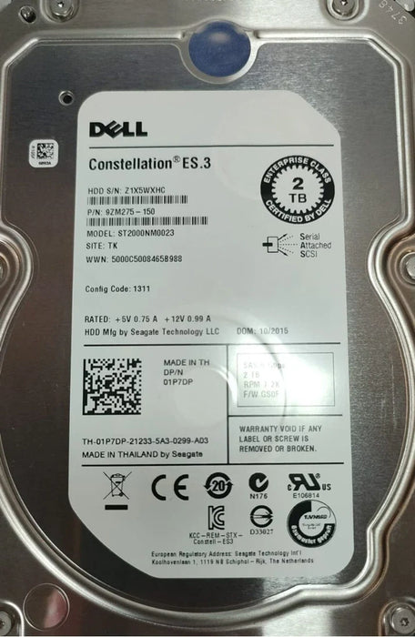 Seagate Constellation ST2000NM0023 2TB 7.2K SAS 6Gb/S 3.5inch HDD Brand New Dell OEM | USED