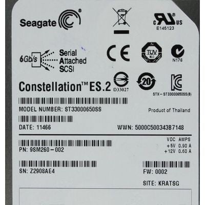 Seagate Constellation ST33000650SS 3TB 7200RPM SAS 6Gb/s 3.5" REF HDD | USED