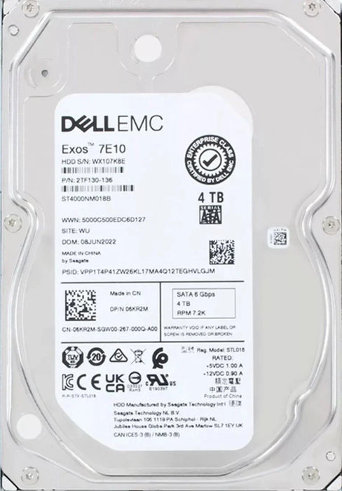 Seagate Exos 7E10 ST4000NM018B 4TB 7.2K RPM SATA-6Gb/s 3.5inch Internal HDD Dell OEM | USED