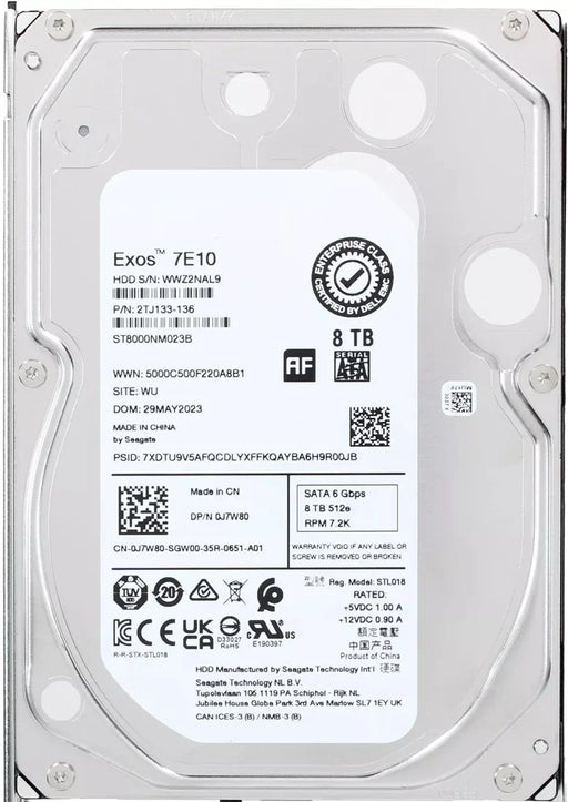 Seagate Exos 7E10 ST8000NM023B 8TB 7.2K RPM SATA-6Gb/s 3.5Inch Internal HDD Brand New Dell OEM | USED