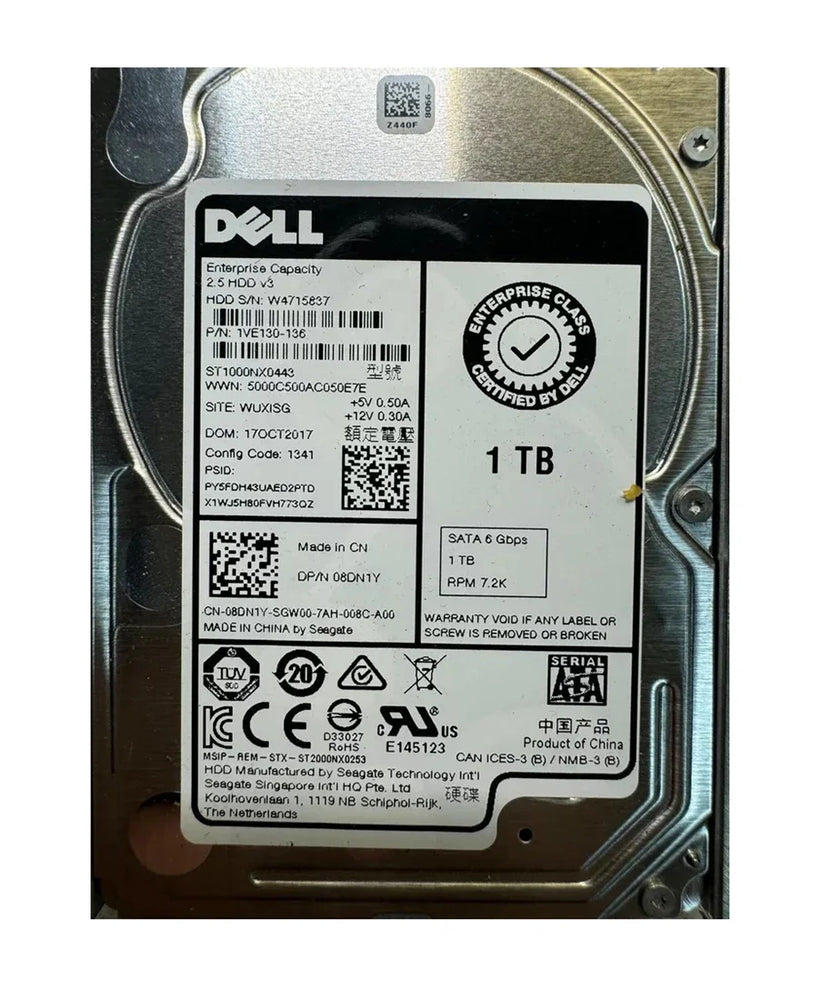Seagate ST1000NX0443 Exos 7E2000 1TB 7.2k SATA-6Gbps 512n 2.5inch HDD Dell OEM | USED