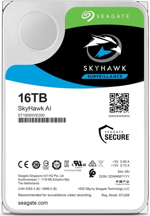 Seagate ST16000VE000 Skyhawk AI 16TB 7.2k SATA-6Gbps 512e 3.5inch HDD | USED