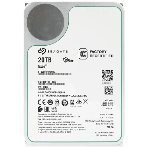 Seagate ST20000NM002C Exos 20TB SATA 6Gb/s 512e CMR 3.5inch Hard Disk drive | USED