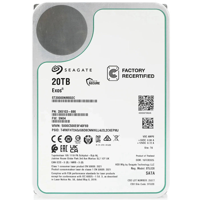Seagate ST20000NM002C Exos 20TB SATA 6Gb/s 512e CMR 3.5inch Hard Disk drive | USED