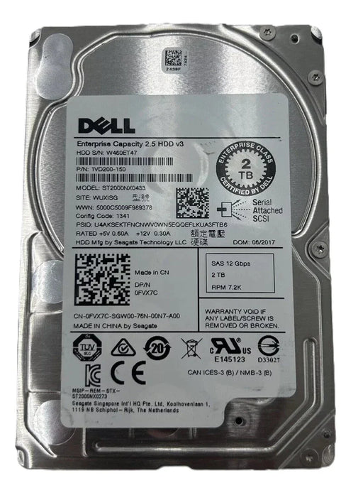 Seagate ST2000NX0433 2TB 7.2K SAS-12Gb/s 2.5inch HDD Dell OEM | USED