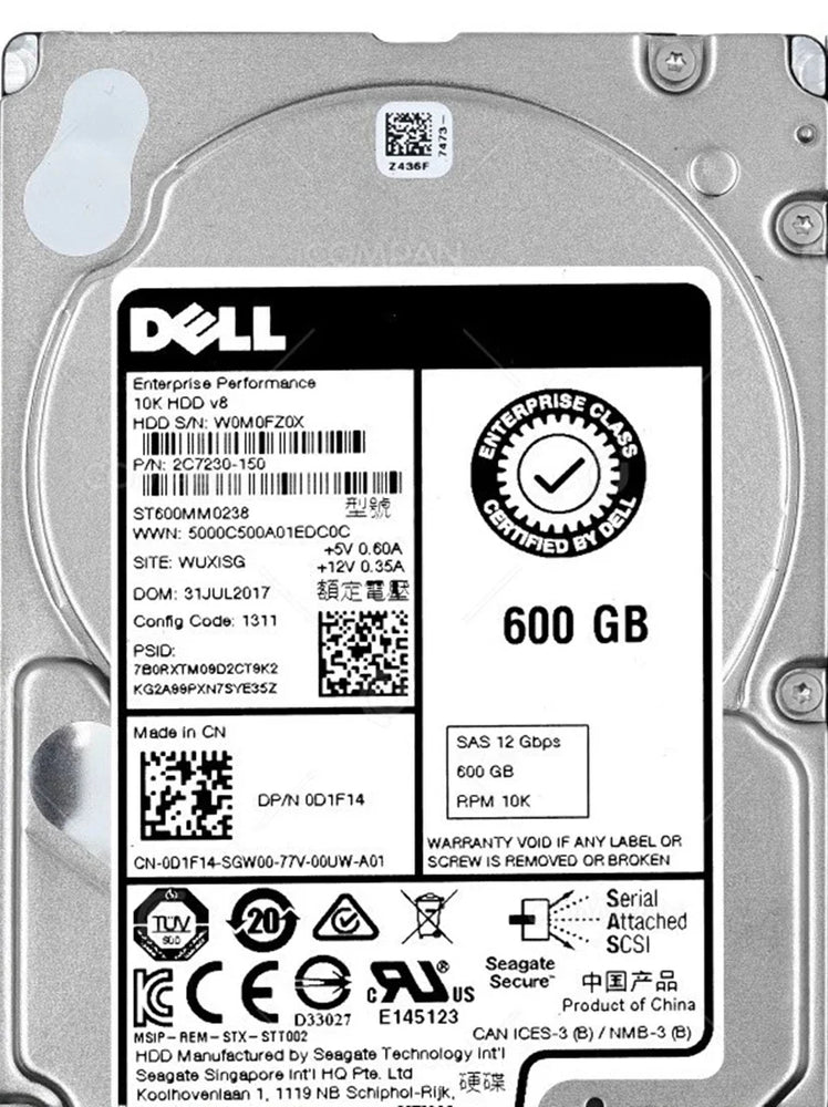 Seagate ST600MM0238 600GB 10K RPM SAS 12.0Gb/S 2.5inch Internal HDD Brand New Dell OEM | USED