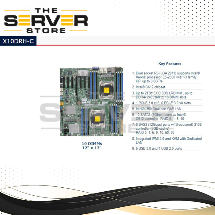 Supermicro Dual Xeon E5-2600 v4 v3 LGA2011-3 DDR4 E-ATX Motherboard X10DRH-C