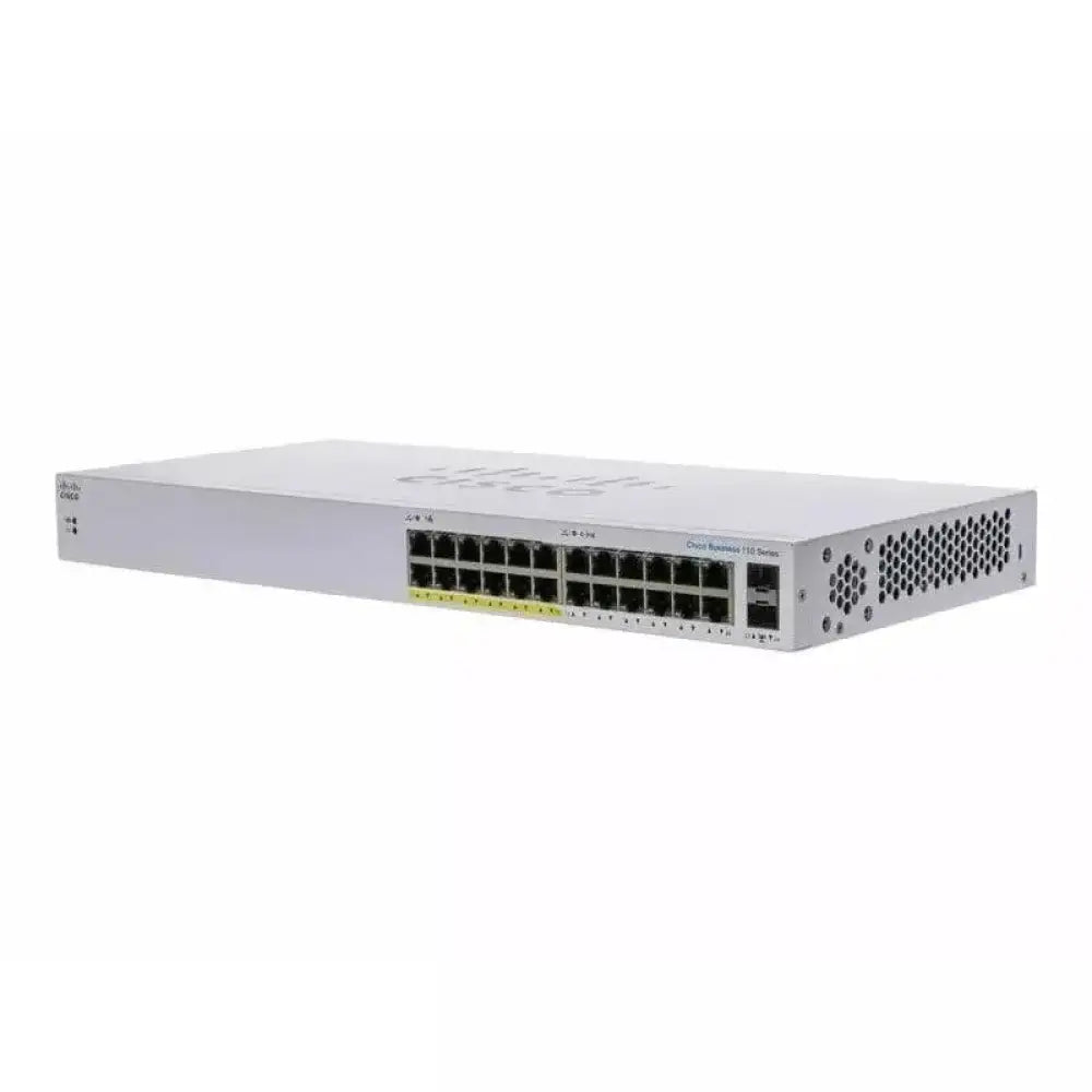 Cisco CBS110-24PP-NA 24-Port Gigabit Unmanaged Switch | 12-Port PoE 100W, 2x SFP - Refurbished