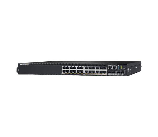 N3224T-ON - Dell PowerSwitch N3200-ON Series 24-Ports 10/100/1000BASE-T Ethernet and 4-Ports SFP+ Layer 3 Rack-mountable Managed Front-to-back Airflow Network Switch with 2-Ports QSFP28