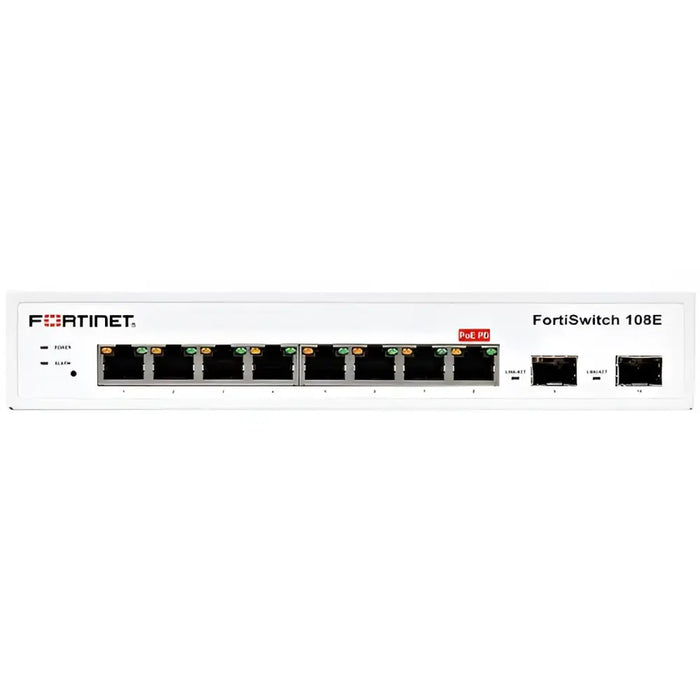 Fortinet FortiSwitch 108E-POE Layer 2 Managed PoE+ Switch | 8x GE RJ45, 2x SFP | FS-108E-POE - Refurbished