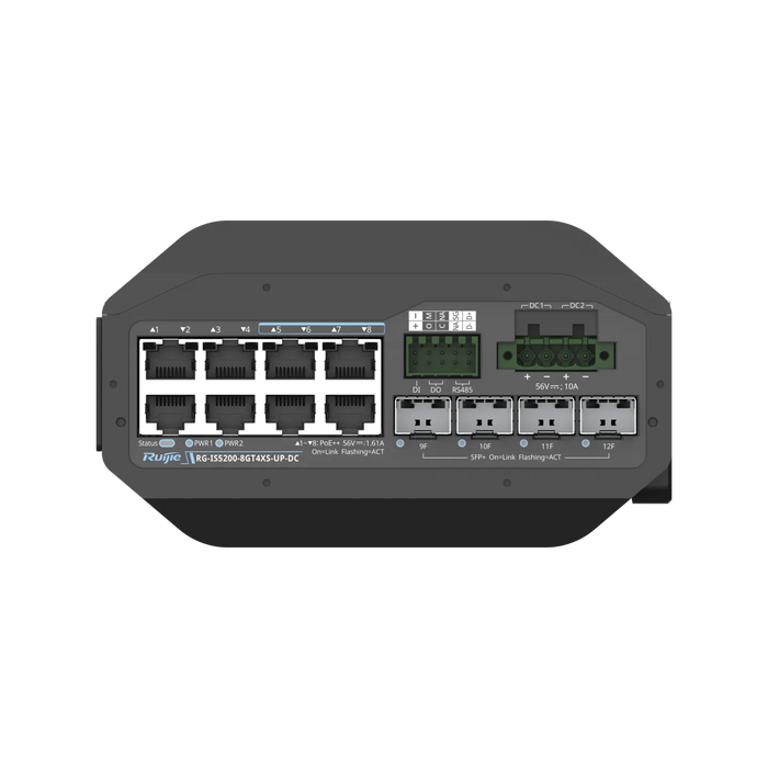 Ruijie RG-IS5200-8GT4XS-UP-DC Industrial 8-Port PoE+ Switch 4×10G Uplinks
