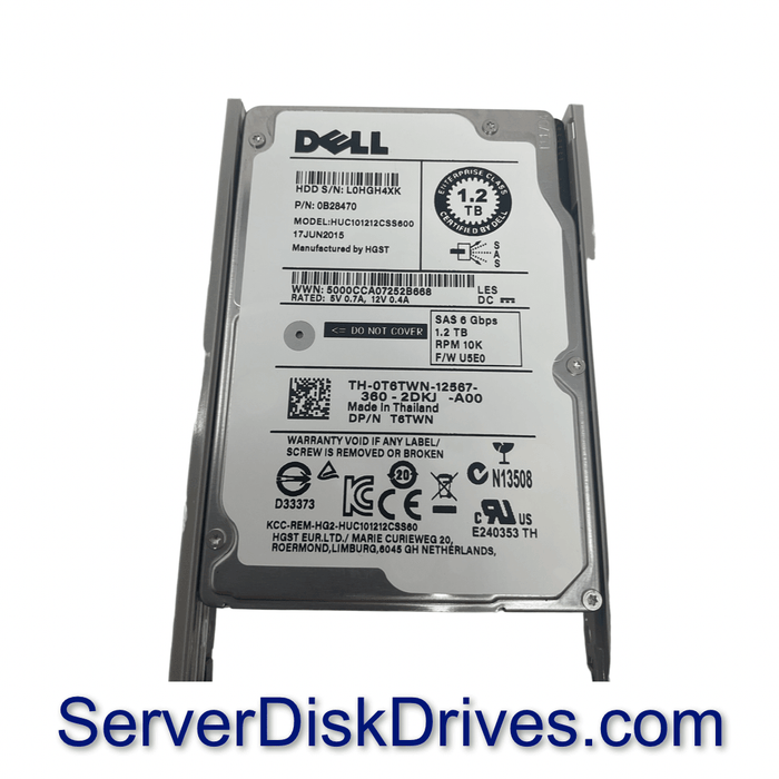 T6TWN — Dell 1.2TB 10K RPM 6Gb/s SAS 2.5 Hard Drive HUC101212CSS6
