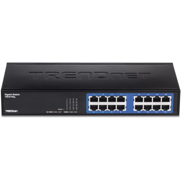 TEG-S16Dg - TRENDnet GREENnet 16-Ports 10/100/1000BASE-T Ethernet Layer 2 Rack-mountable Network Switch