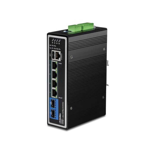 TI-BG62i - TRENDnet Industrial Gigabit 4-Ports 1000BASE-T PoE++ Layer 2+ DIN Rail-mountable Managed Network Switch with 2-Ports SFP