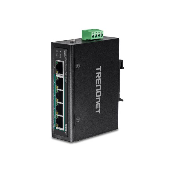 TI-PE50 - TRENDnet Industrial Fast Ethernet 5-Ports 10/100BASE-T PoE+ Layer 2 DIN Rail-mountable Managed Network Switch