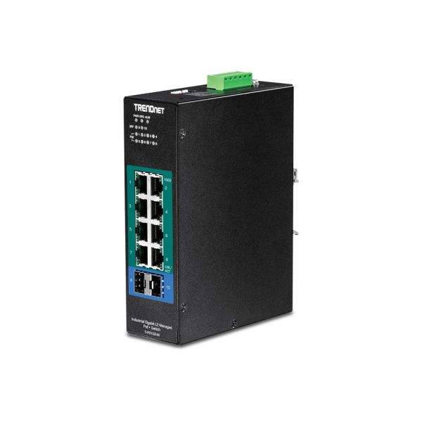 TI-PG102i - TRENDnet Industrial Gigabit 8-Ports 1000BASE-T PoE+ Layer 2 DIN Rail-mountable Managed Network Switch with 2-Ports SFP