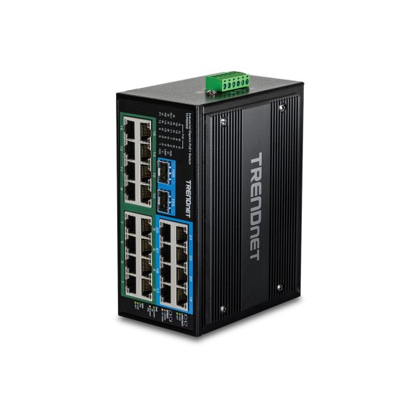 TI-PG262 - TRENDnet Hardened Industrial 24-Ports 1000BASE-T PoE+ Layer 2 DIN Rail-mountable Managed Network Switch with 2-Ports SFP