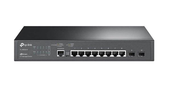 TL-SG3210 - TP-Link JetStream 8-Ports 10/100/1000BASE-T Ethernet Rack-mountable Network Switch with 2-Ports SFP