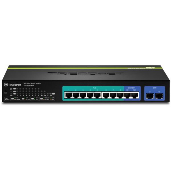 TPE-1020WS - TRENDnet Web Smart 8-Ports 10/100/1000BASE-T PoE+ Layer 2 Rack-mountable Managed Network Switch with 2-Ports SFP