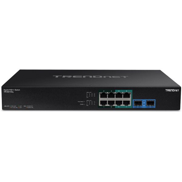 TPE-BG102g - TRENDnet 8-Ports 1000BASE-T PoE+ Layer 2 Rack-mountable Network Switch with 2-Ports SFP
