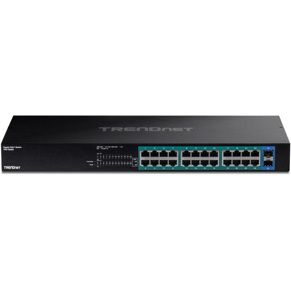 TPE-TG262 - TRENDnet 24-Ports 10/100/1000BASE-T PoE+ Layer 2 Rack-mountable Network Switch with 2-Ports SFP