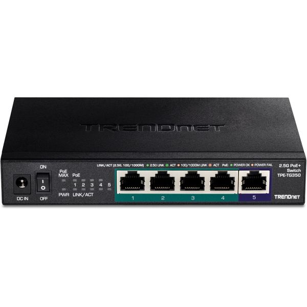 TPE-TG350 - TRENDnet 5-Ports 2.5GBASE-T PoE+ Layer 2 Wall-mountable Network Switch