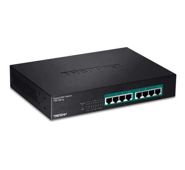 TPE-TG81g - TRENDnet GREENnet 8-Ports 10/100/1000BASE-T PoE+ Layer 2 Rack-mountable Network Switch