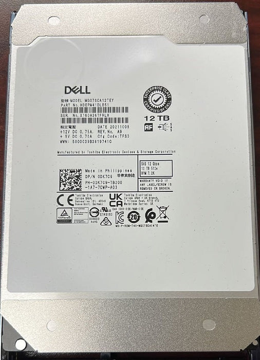 Toshiba HDEPM41DLB51 12TB 7.2k RPM SAS-12Gbps 256MB Cache 3.5inch Internal HDD Dell OEM | USED