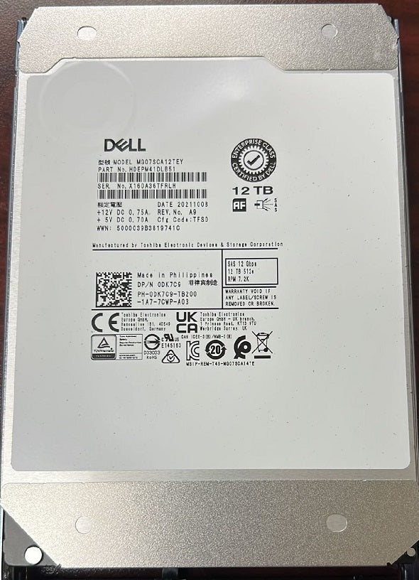 Toshiba HDEPM41DLB51 12TB 7.2k RPM SAS-12Gbps 256MB Cache 3.5inch Internal HDD Dell OEM | USED