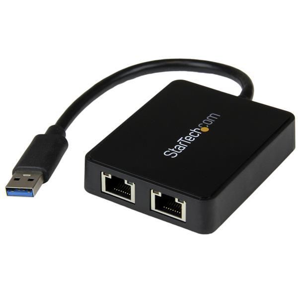 USB32000SPT - Startech - Usb 3.0 To Dual Port Gigabit Ethernet Adapter Nic W/ Usb Pass-Through - 2 X Rj-45 - Twisted Pair