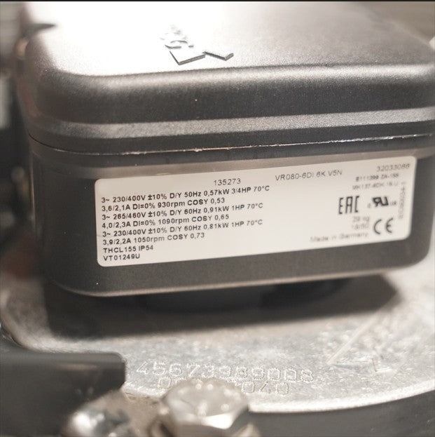 VR080-6DI.6K.V5N 0.57/0.91kW 3~230/400V 2.1/4.0A 930/1090rpm ZIEHL-ABEGG Axial Fan
