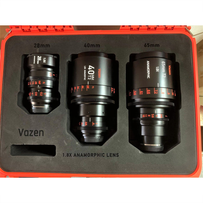 Vazen 28mm, 40mm, 65mm MFT Lens Bundle with Hard Case (Blue)