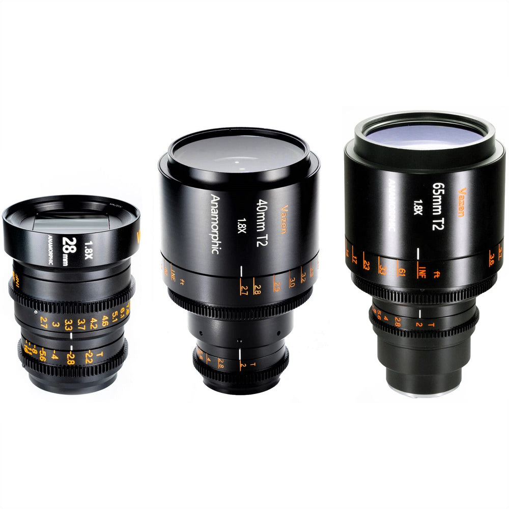 Vazen 28mm, 40mm, 65mm MFT Lens Bundle with Hard Case (Blue)