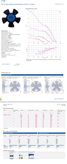 FB035-VDA.2C.2P  ZIEHL-ABEGG Axial Fan 0.15kW 230V 0.68A 1290rpm
