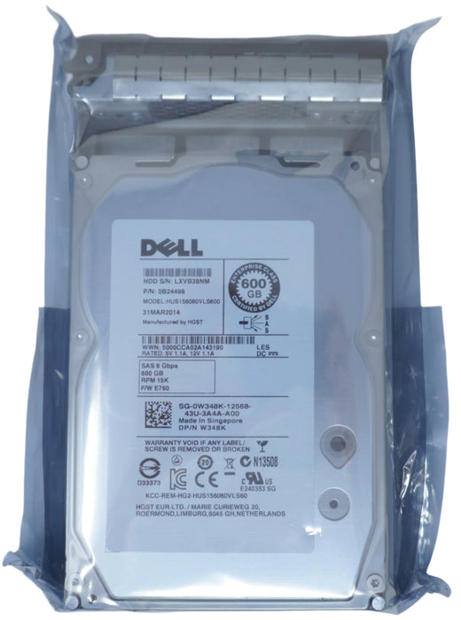 Dell HUS156060VLS600 W348K 600gb 15k 3.5in SAS Hard Drive