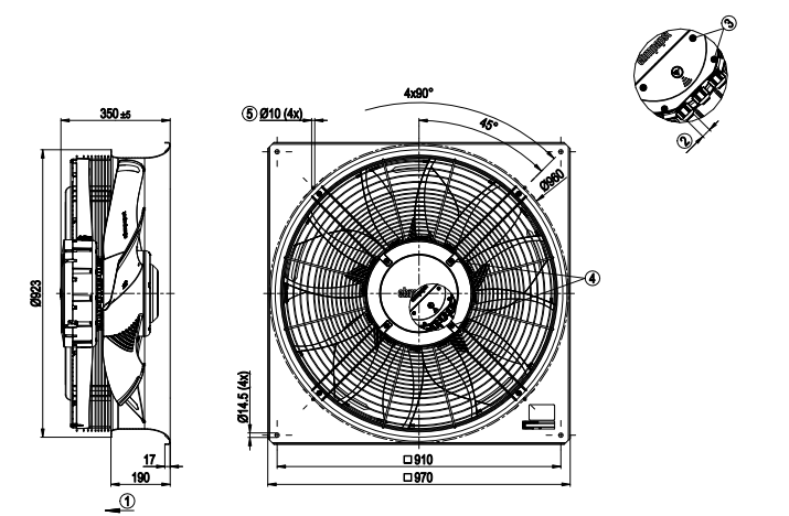 W3G800-LV05-03 ebm papst  fan 3.5KW 5.3A
