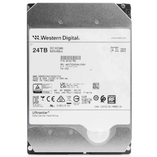 WD 0F62798 Ultrastar DC HC580 24TB SATA 6Gb/s 3.5inch Hard Drive | USED