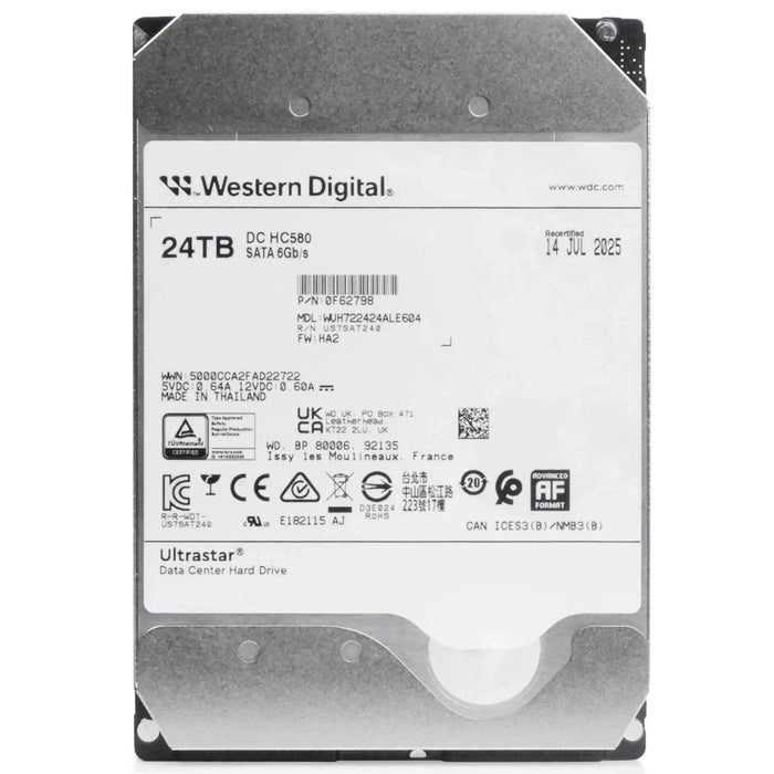 WD 0F62798 Ultrastar DC HC580 24TB SATA 6Gb/s 3.5inch Hard Drive | USED