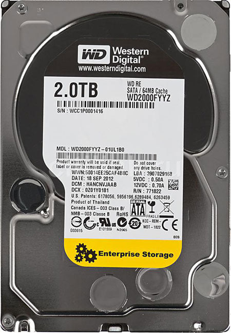WD RE WD2000FYYZ 2TB 7.2K RPM SATA 6Gb/s 64MB Cache 3.5inch Internal HDD | USED