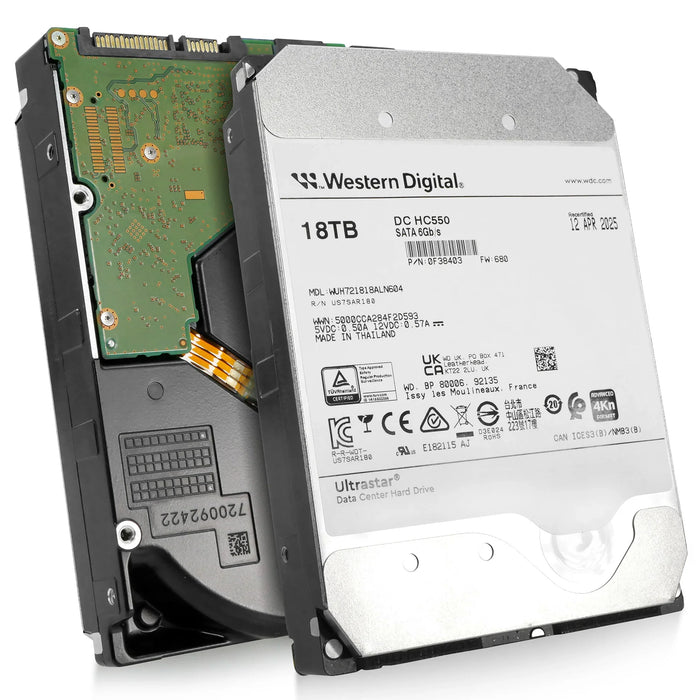 WD Ultrastar DC HC550 18TB SATA 6Gb/s 7200RPM 512MB Cache (4Kn / SE) 3.5-inch Internal Hard Drive - WUH721818ALN604