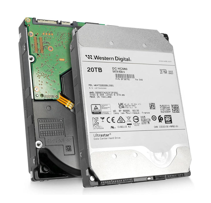 WD Ultrastar DC HC560 20TB SATA 6Gb/s 7200RPM 512MB Cache (512e / SED-TCG) Data Center 3.5-inch Internal Hard Drive - WUH722020BLE601