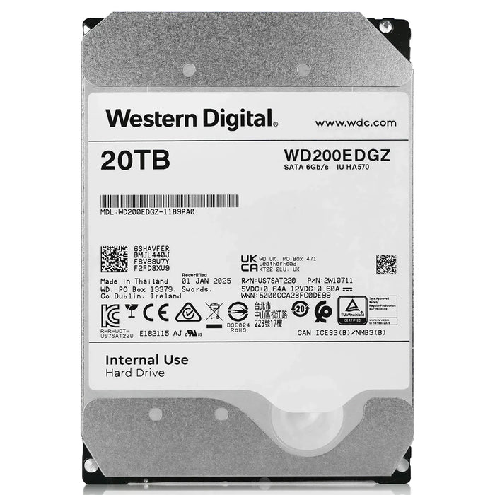 WD WD200EDGZ 20TB SATA 7.2K RPM 6Gb/s 512e 3.5inch Hard Disk Drive | USED