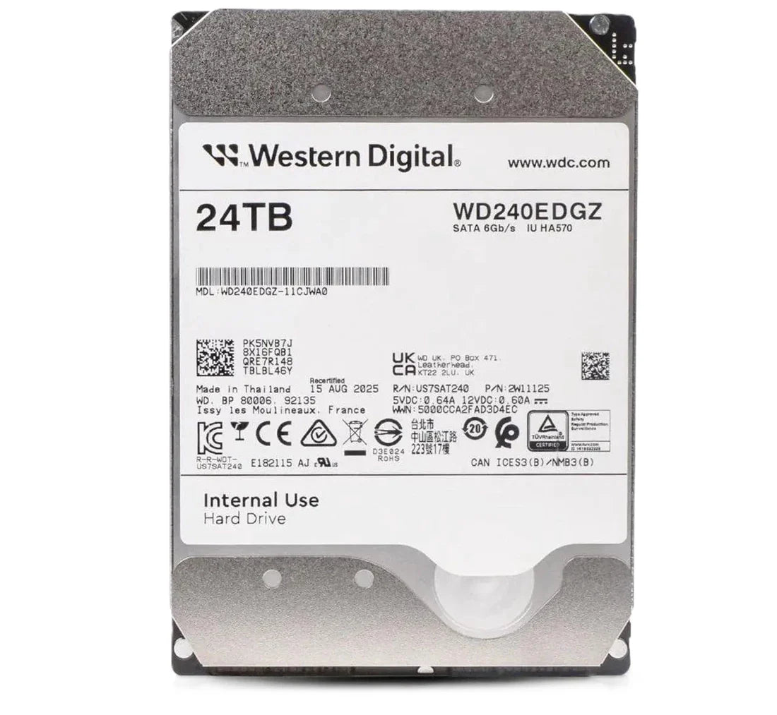 WD WD240EDGZ 24TB 7.2K RPM SATA 6Gb/s 512e 512MB Buffer 3.5inch Hard Disk Drive | USED