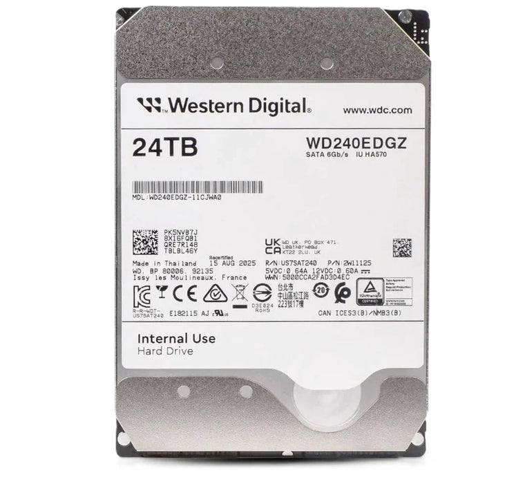 WD WD240EDGZ 24TB 7.2K RPM SATA 6Gb/s 512e 512MB Buffer 3.5inch Hard Disk Drive | USED
