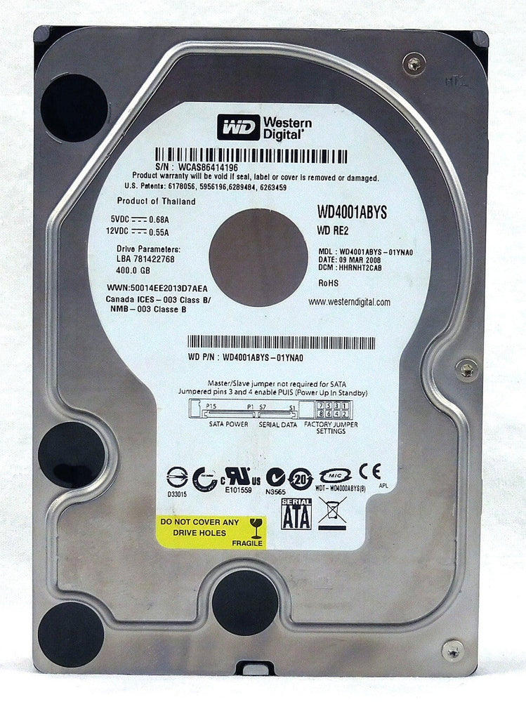 WD4001ABYS Western Digital RE2 400GB 7200RPM 3Gbps 3.5" SATA Hard Drive