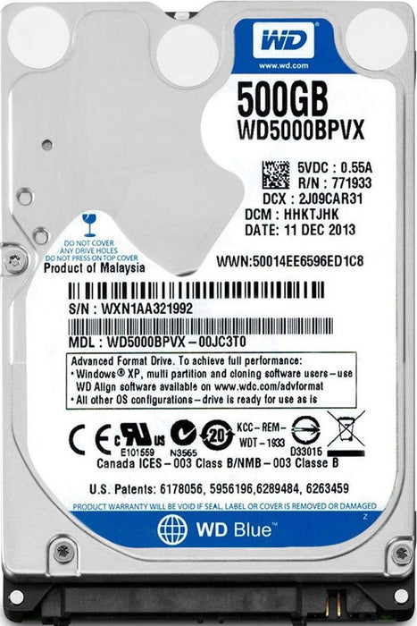WD5000BPVX WD 500GB 5400RPM 3Gb/s 2.5" SATA Laptop Hard Drive
