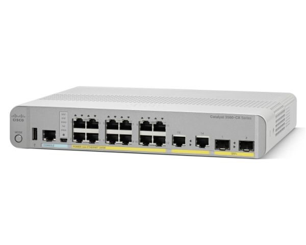WS-C3560CX-12PD-S - Cisco Catalyst 3560-CX Series 12-Ports 10/100/1000BASE-T PoE+ Layer 3 Rack-mountable Managed Compact Switch with 2-Ports SFP+