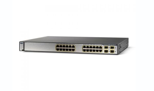 WS-C3750G-24PS-E - Cisco Catalyst 3750 Series 24-Ports 10/100/1000BASE-T Ethernet Layer 3 Rack-mountable Managed Network Switch 4-Ports SFP