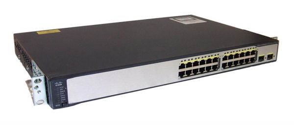 WS-C3750V2-24TS-E - Cisco Catalyst 3750 24-Ports 10/100 Ethernet RJ45 Rack Mountable 1U Stackable Network Switch 2-Ports SFP